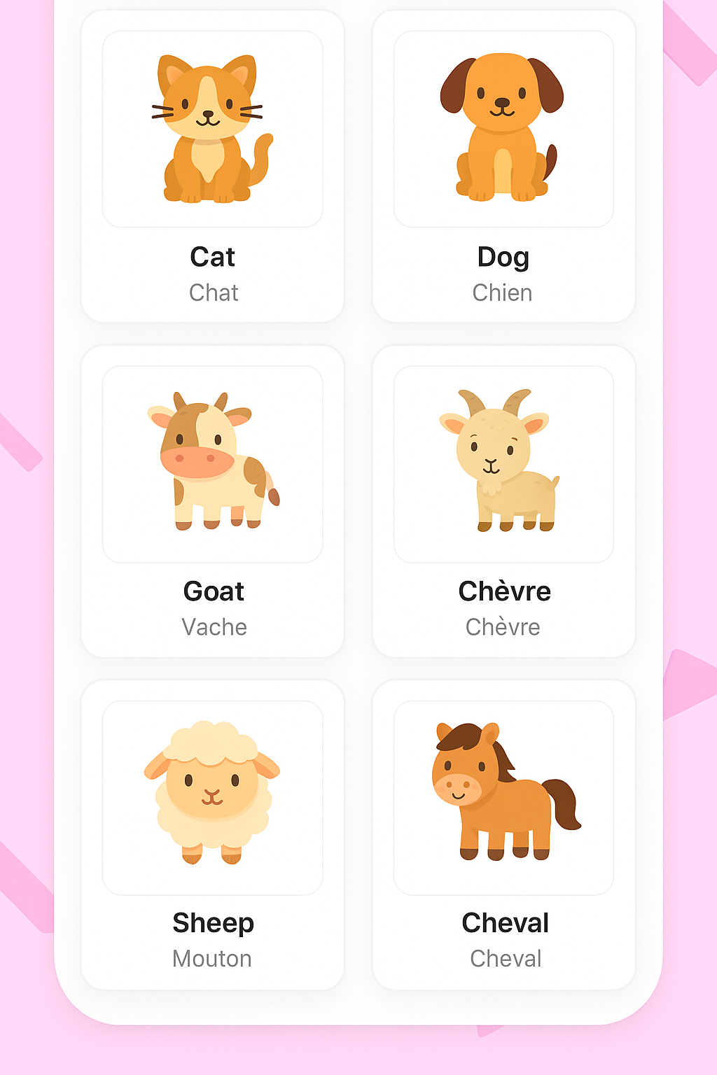 Animals preview in French