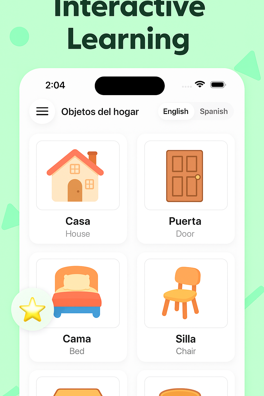Home Objects preview in Spanish